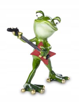 Nietuzinkowa Zabawna Figurka Żaby Grającej na Gitarze - Figurka Ozdobna - 131143