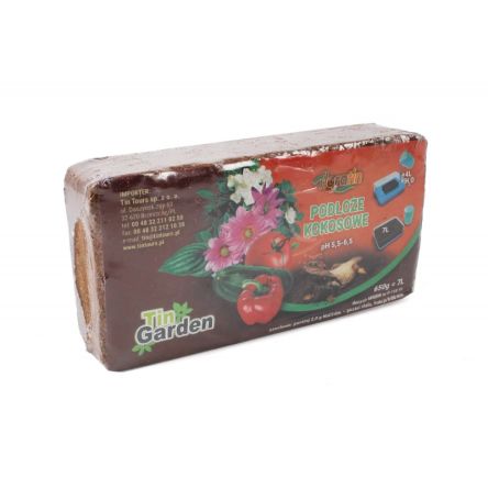 PODŁOŻE KOKOSOWE - KOSTKA 650G - TIN GARDEN