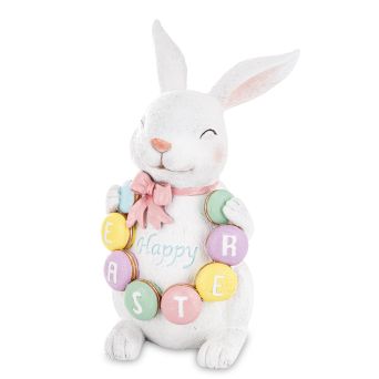 Elegancka Pastelowa Figurka Zająca Happy Easter – Elegancka Dekoracja Wielkanocna - Figurka Ozdobna - 174990
