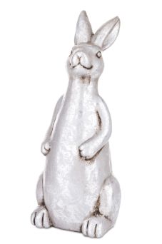 Srebrna Figurka Zająca Dekoracyjna – Minimalistyczna Dekoracja Wielkanocna w Stylu Skandynawskim - 137903