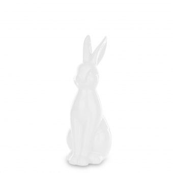 Nowoczesna Biała Błyszcząca Figurka Zająca w Stylu Minimalistycznym - Figurka Ozdobna - 154159