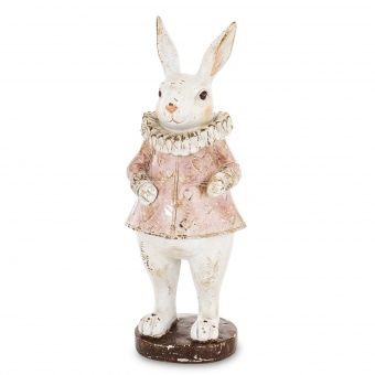 Elegancki Dekoracyjny Zając w Pastelowym Stroju - Figurka Ozdobna -  183074