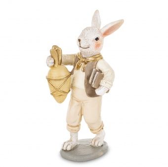 Elegancka Figurka Zająca z Złotą Marchewką  - Figurka Dekoracyjna - 175270