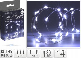 Lampki choinkowe 'Silverwire' 80 LED białe - AX9730030 Koopman