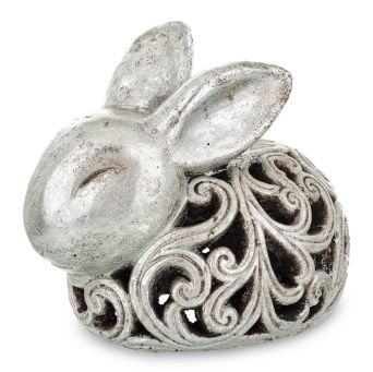 Elegancki Srebrny Ażurowy Zając Dekoracyjny – Elegancka Figurka Wielkanocna Glamour - Figurka Dekoracyjna - 163862