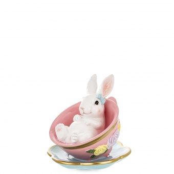Bajeczna Figurka Zajączka w Pastelowej Filiżance - Figurka Ozdobna - 175321