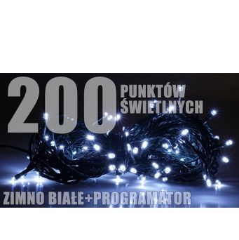 Lampki Zewnętrzne 200 ZIMNY BIAŁY - RUM-LUX 