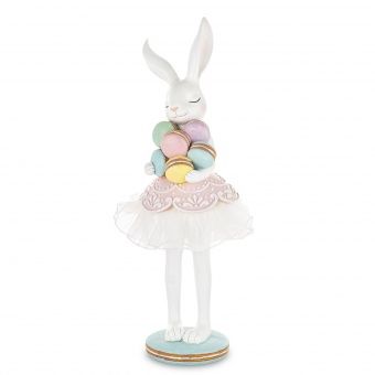 Bajkowa Figurka Zajączka Baletnicy z Pastelowymi Makaronikami - Figurka Ozdobna - 183382