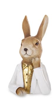 Elegancka Figurka Zająca Wielkanocnego w Białej Marynarce – Dekoracja Premium - 161582