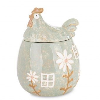 Elegancki Ceramiczny Pojemnik z Namalowaną Kurką w Kształcie Dzbanka - 178077