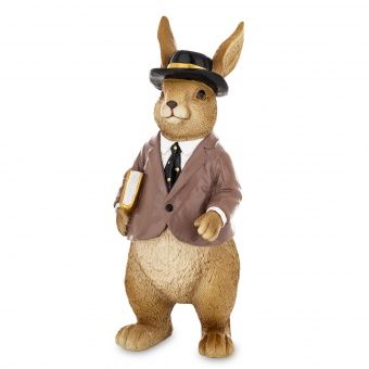 Elegancka Figurka Zajączka Dżentelmena z Książką - Figurka Ozdobna - 176624