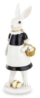Elegancka Figurka Zająca z Koszykiem Jajek – Dekoracja Wielkanocna Premium - 163881