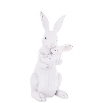 Elegancka Figurka Zająca z Dzieckiem – Minimalistyczna Dekoracja Wielkanocna w Eleganckiej Bieli - 165993