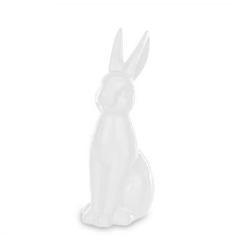 Nowoczesna Biała Błyszcząca Figurka Zająca w Stylu Minimalistycznym - Figurka Ozdobna - 154158