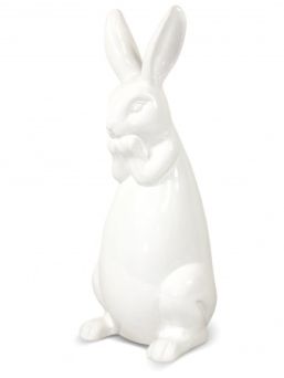 Nowoczesna Biała Błyszcząca Figurka Zająca w Stylu Minimalistycznym - Figurka Ozdobna- 100210