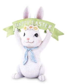Elegancka Figurka Zająca Wielkanocnego "Happy Easter"  – Dekoracja Wielkanocna z Napisem - 143940