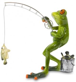 Figurka Ozdobna Żaby Wędkarza - Figurka Ozdobna - 108659