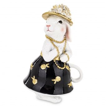 Ekskluzywna Figurka Zajączka Damy w Złotym Kapeluszu - Figurka Dekoracyjna - 183134
