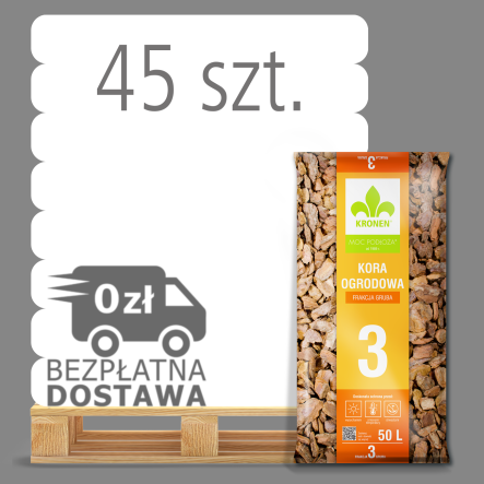 KORA OGRODOWA FRAKCJA III GRUBA 40-60MM 50L PALETA 45 WORKÓW - KRONEN