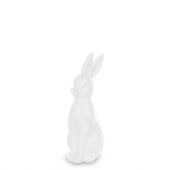 Nowoczesna Biała Błyszcząca Figurka Zająca w Stylu Minimalistycznym - Figurka Ozdobna - 154160