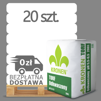 ZIEMIA PODŁOŻE TORF ODKWASZONY pH 5,5-6,5 200L PALETA 20 WORKÓW - KRONEN