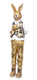 Elegancka Złota Figurka Zająca Wielkanocnego – Dekoracja Premium na Wielkanoc - 161579
