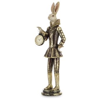Figurka Zająca z Zegarkiem Vintage – Dekoracyjny Zając Wielkanocny Retro -  155349