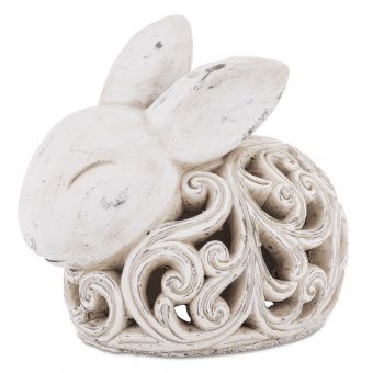 Elegancka Stylowa Figurka Zajączka z Ażurowym Zdobieniem - Figurka Ozdobna - 52167