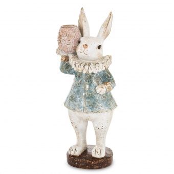 Artystyczna Figurka Zająca w Eleganckim Stroju z Kielichem - Figurka Ozdobna - 183075
