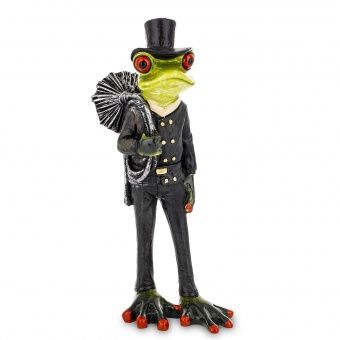Nietuzinkowa Elegancka Figurka Żaby Kominiarza w Cylindrze - Figurka Ozdobna - 179510